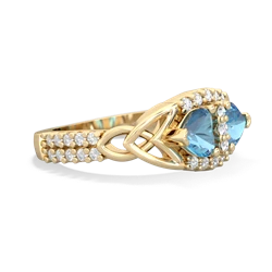 Blue Topaz Sparkling Celtic Knot 14K Yellow Gold ring R2645