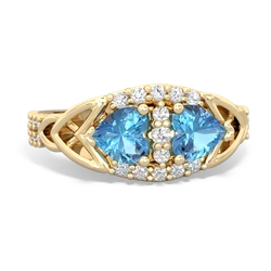 Blue Topaz Sparkling Celtic Knot 14K Yellow Gold ring R2645