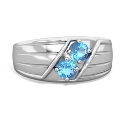 Blue Topaz Men's Streamline 14K White Gold ring R0460