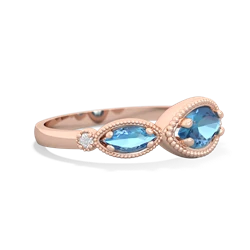 Aquamarine Milgrain Marquise 14K Rose Gold ring R5700