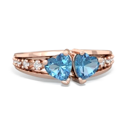 Blue Topaz Heart To Heart 14K Rose Gold ring R3342