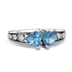 Blue Topaz Heart To Heart 14K White Gold ring R3342