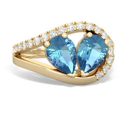 Blue Topaz Nestled Heart Keepsake 14K Yellow Gold ring R5650