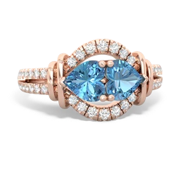 Blue Topaz Art-Deco Keepsake 14K Rose Gold ring R5630