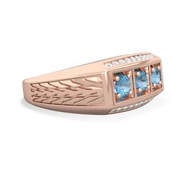 Onyx Three Stone Tire Tread Men's 14K Rose Gold ring R0520