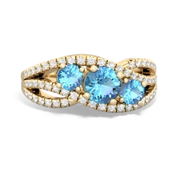 Opal Three Stone Aurora 14K Yellow Gold ring R3080