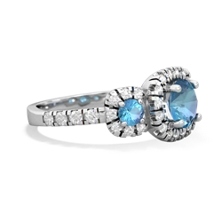 Lab Sapphire Regal Halo 14K White Gold ring R5350