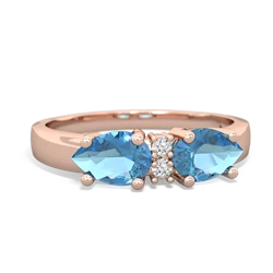 Blue Topaz Pear Bowtie 14K Rose Gold ring R0865