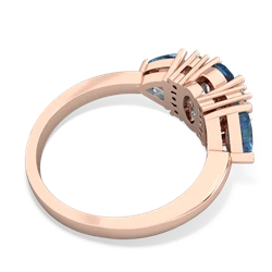 Lab Ruby Antique Style Three Stone 14K Rose Gold ring R2186