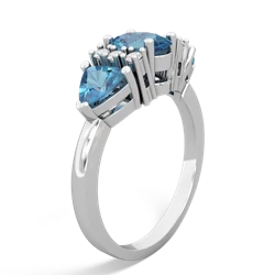 Lab Sapphire Antique Style Three Stone 14K White Gold ring R2186