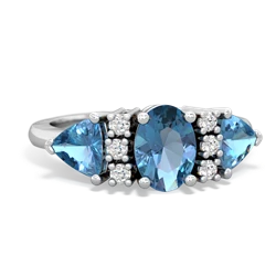 Lab Sapphire Antique Style Three Stone 14K White Gold ring R2186