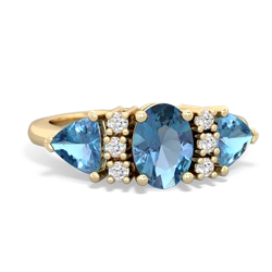 Aquamarine Antique Style Three Stone 14K Yellow Gold ring R2186