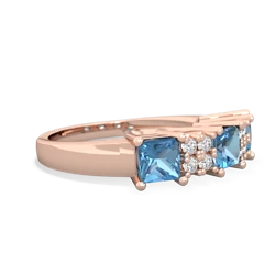 London Topaz Three Stone Diamond Cluster 14K Rose Gold ring R2592