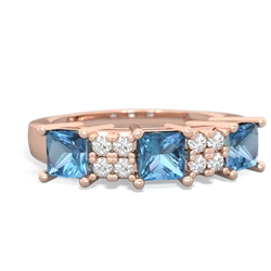 Sapphire Three Stone Diamond Cluster 14K Rose Gold ring R2592