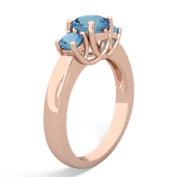 Fire Opal Three Stone Round Trellis 14K Rose Gold ring R4018