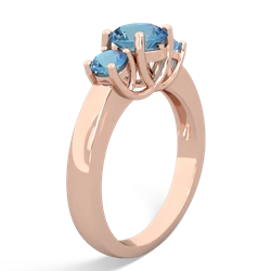 Aquamarine Three Stone Round Trellis 14K Rose Gold ring R4018