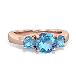 Aquamarine Three Stone Round Trellis 14K Rose Gold ring R4018