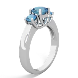 Lab Sapphire Three Stone Round Trellis 14K White Gold ring R4018