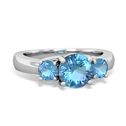 Blue Topaz Three Stone Round Trellis 14K White Gold ring R4018