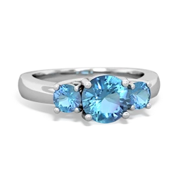 Aquamarine Three Stone Round Trellis 14K White Gold ring R4018