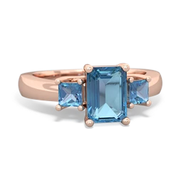 Tanzanite Three Stone Emerald-Cut Trellis 14K Rose Gold ring R4021