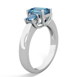 Onyx Three Stone Emerald-Cut Trellis 14K White Gold ring R4021