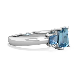 London Topaz Three Stone Emerald-Cut Trellis 14K White Gold ring R4021