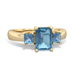 Sapphire Three Stone Emerald-Cut Trellis 14K Yellow Gold ring R4021