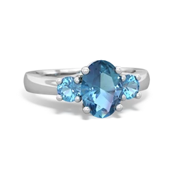 Blue Topaz Three Stone Oval Trellis 14K White Gold ring R4024