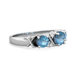 Turquoise Hugs And Kisses 14K White Gold ring R5016