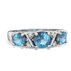 Turquoise Hugs And Kisses 14K White Gold ring R5016