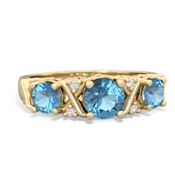 Turquoise Hugs And Kisses 14K Yellow Gold ring R5016