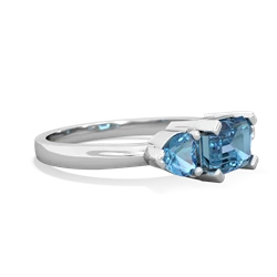 Blue Topaz Three Stone 14K White Gold ring R5235