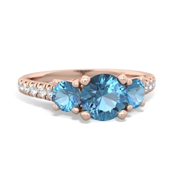 Blue Topaz Pave Trellis 14K Rose Gold ring R5500