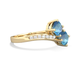 Blue Topaz Channel Set Two Stone 14K Yellow Gold ring R5303