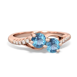 Blue Topaz Infinity Pave Two Stone 14K Rose Gold ring R5285