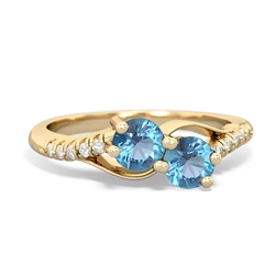 Blue Topaz Infinity Pave Two Stone 14K Yellow Gold ring R5285