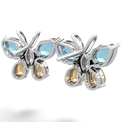 Blue Topaz Butterfly 14K White Gold earrings E2215