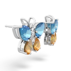 Blue Topaz Butterfly 14K White Gold earrings E2215