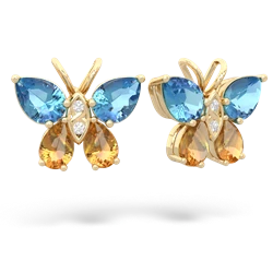 Blue Topaz Butterfly 14K Yellow Gold earrings E2215