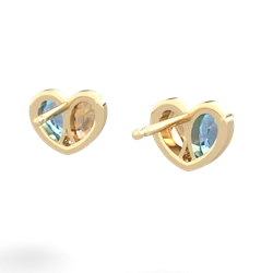 Blue Topaz 'Our Heart' 14K Yellow Gold earrings E5072