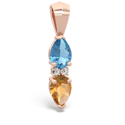 Blue Topaz Bowtie Drop 14K Rose Gold pendant P0865