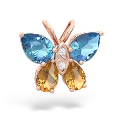 Blue Topaz Butterfly 14K Rose Gold pendant P2215