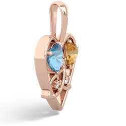 Blue Topaz Celtic Trinity Heart 14K Rose Gold pendant P5331