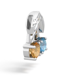 Blue Topaz Sweet Cherries 14K White Gold pendant P7001