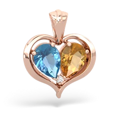 Blue Topaz Two Become One 14K Rose Gold pendant P5330