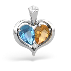 Blue Topaz Two Become One 14K White Gold pendant P5330