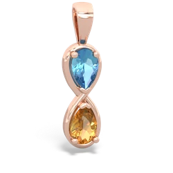 Blue Topaz Infinity 14K Rose Gold pendant P5050