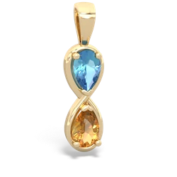 Blue Topaz Infinity 14K Yellow Gold pendant P5050