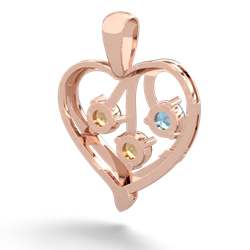 Blue Topaz Glowing Heart 14K Rose Gold pendant P2233